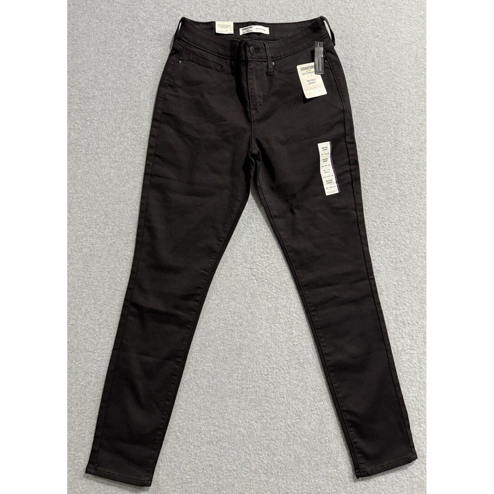 Levi's Signature Jeans Womens 4M 27/30 Black Mid Rise Skinny Super Stretch NWT